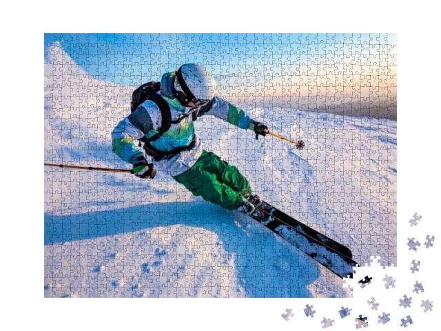 Puzzle 1000 Teile „Talabfahrt beim Skifahren“