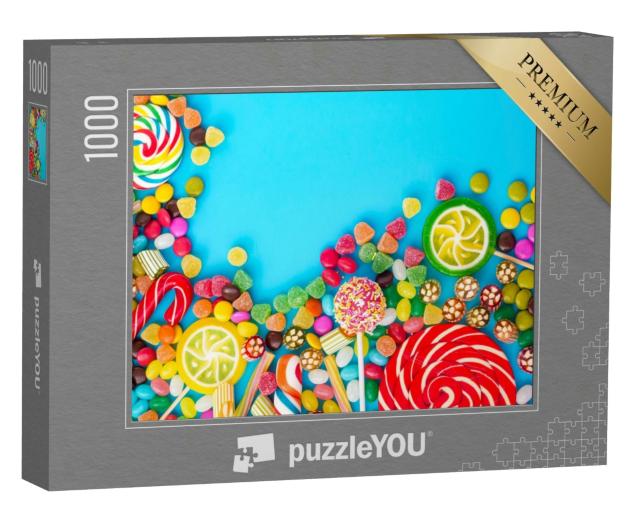Puzzle 1000 Teile „Bunte Bonbons, Cakepops und Gummibärchen“
