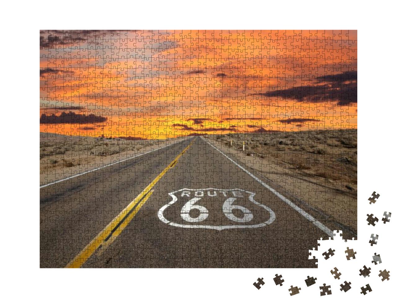 Puzzle 1000 Teile „Route 66 Verkehrszeichen, Mojave-Wüste“