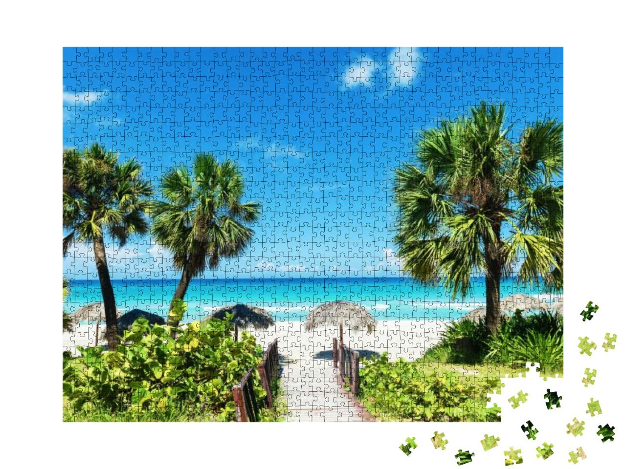 Puzzle 1000 Teile „Weißer Sandstrand in der Karibik“