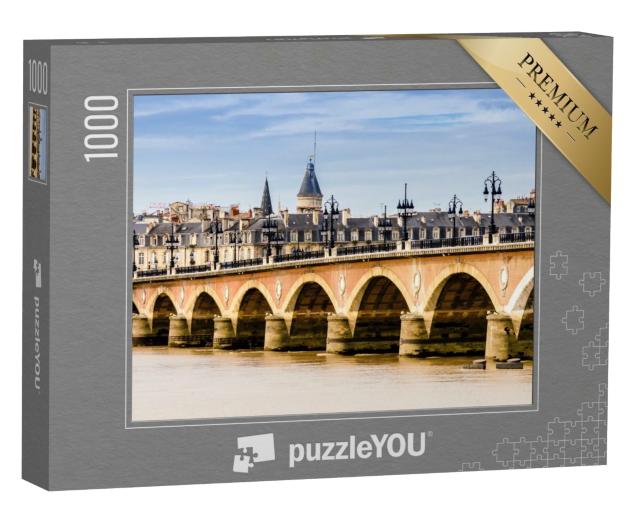 Puzzle 1000 Teile „Brücke und Stadtbild von Bordeaux, Frankreich“