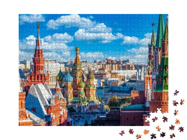 Puzzle 1000 Teile „Roter Platz mit Kreml und Basilius-Kathedrale, Moskau“