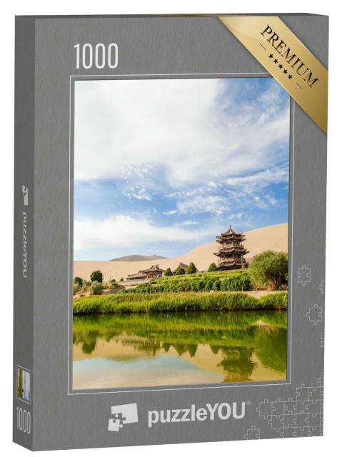 Puzzle 1000 Teile „Mondsichelsee & Mingsha Mountain, Dunhuang, China“