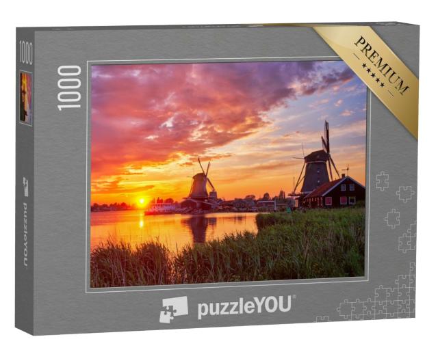 Puzzle 1000 Teile „Windmühlen am Touristenort Zaanse Schans in den Niederlanden“