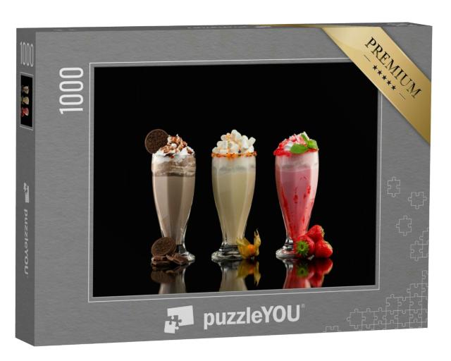 Puzzle 1000 Teile „Drei Gläser mit hausgemachten Milchshake-Cocktails“