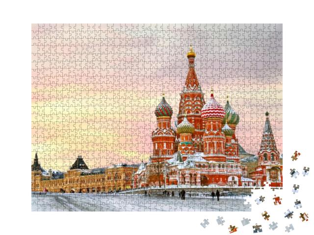 Puzzle 1000 Teile „Roter Platz mit Blick auf die Basilius-Kathedrale“