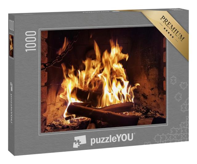 Puzzle 1000 Teile „Gemütlicher Abend vor dem Kamin “