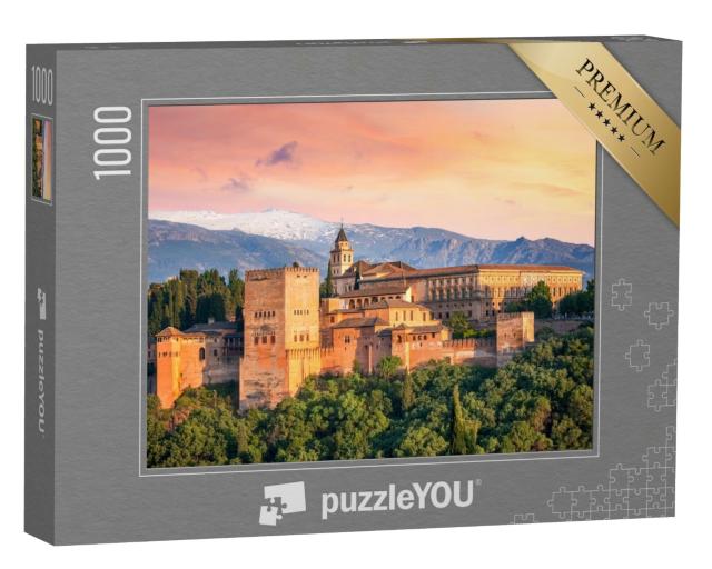 Puzzle 1000 Teile „Faszinierender Sonnenuntergang über der Alhambra, Granada, Spanien“