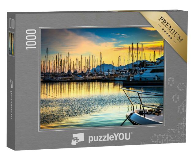 Puzzle 1000 Teile „Segelboote, Yachten und Motorboote im abendlichen Hafen“