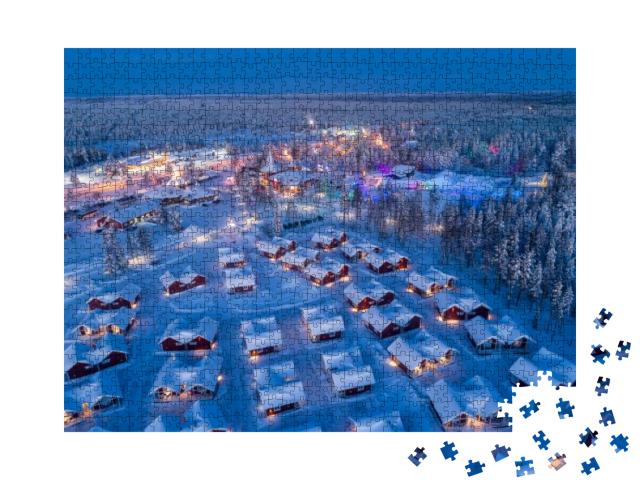 Puzzle 1000 Teile „Verschneites Weihnachtsmanndorf in Rovaniemi, Finnland“