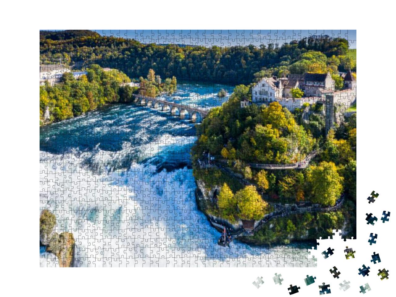 Puzzle 1000 Teile „Felsenschloss Laufen am Rheinfall in der Schweiz“