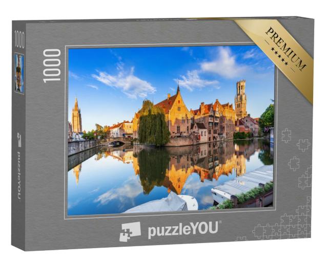 Puzzle 1000 Teile „Der einzigartige Rozenhoedkaai-Kanal in Brügge, Belgien“