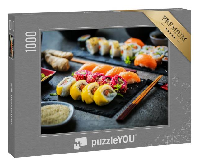 Puzzle 1000 Teile „Sushi auf Schiefertafeln“