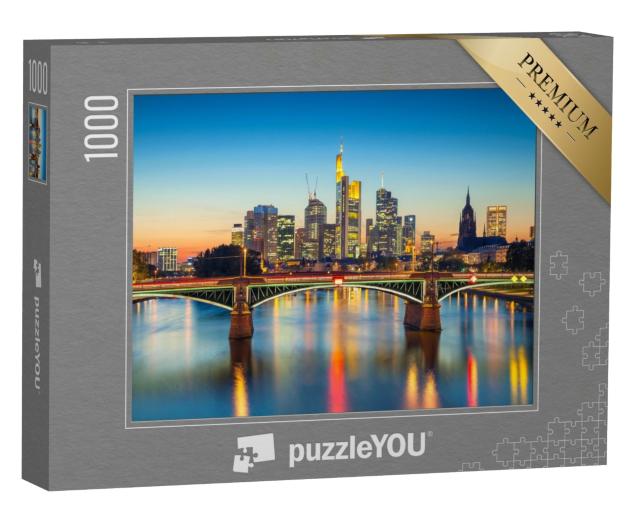 Puzzle 1000 Teile „Stadtbild von Frankfurt am Main bei Sonnenuntergang “