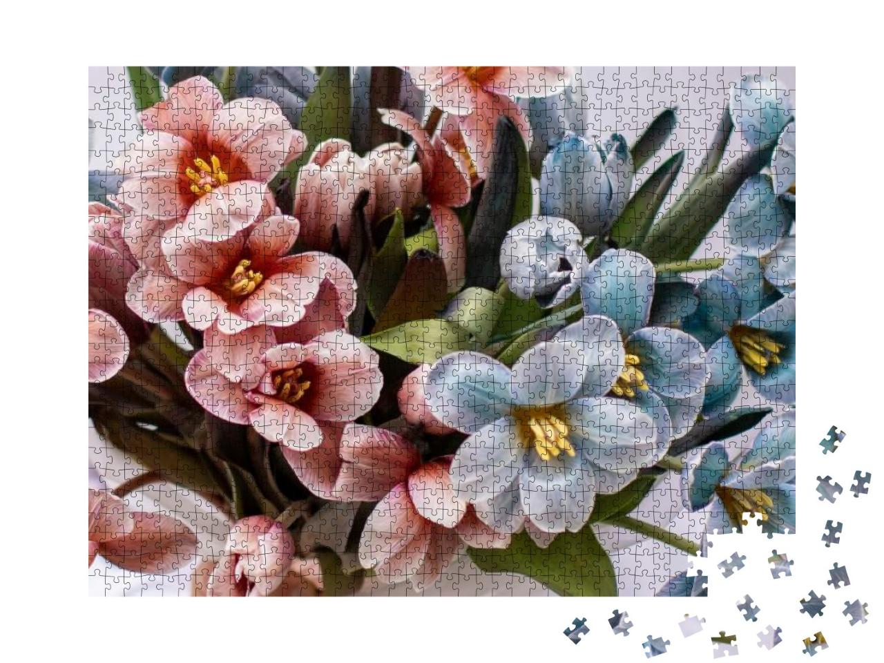 Puzzle 1000 Teile „Ein Blumenstrauß aus Tulpen zum Muttertag“