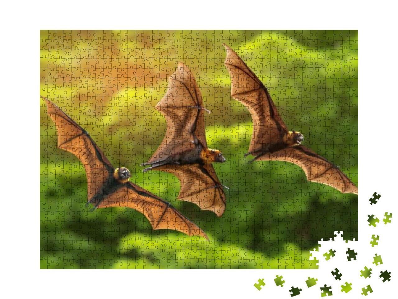 Puzzle 1000 Teile „Drei fliegende Fledermäuse“