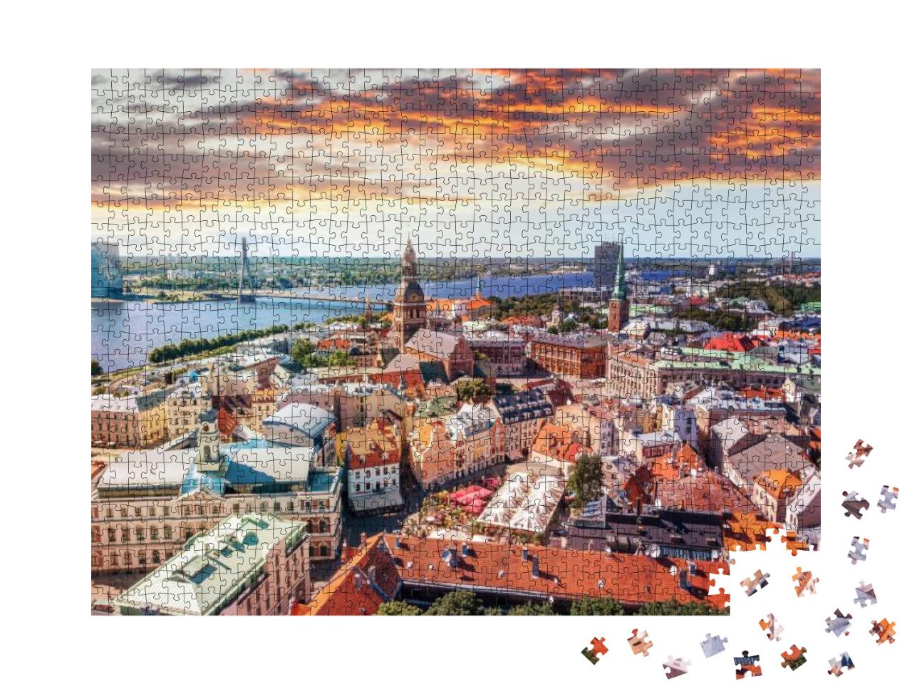 Puzzle 1000 Teile „Die Altstadt von Riga aus der Vogelperspektive“