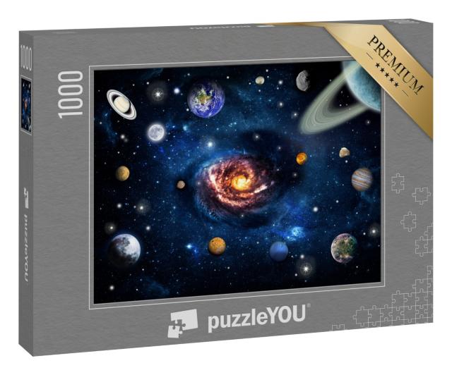 Puzzle 1000 Teile „Der Weltraum mit einem Sonnensystem und Planeten mit Sternen und Erde“