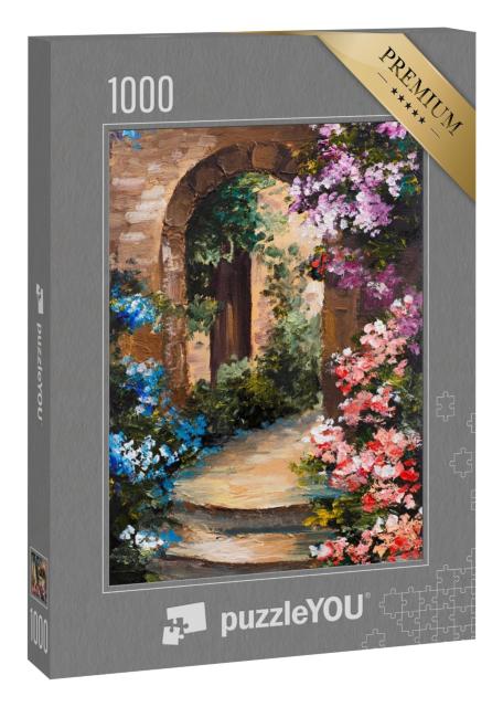 Puzzle 1000 Teile „Ölgemälde: Das Tor zum Garten“