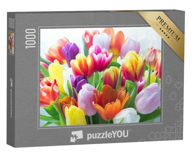 Puzzle 1000 Teile „Ein Strauß bunter Tulpen“