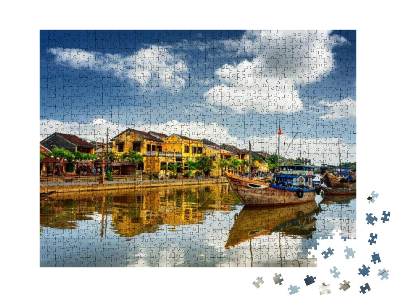 Puzzle 1000 Teile „Holzboote auf dem Thu Bon Fluss in Hoi An, Vietnam“