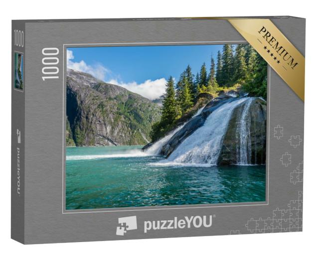Puzzle 1000 Teile „Wunderschöner Wasserfall am Tracy Arm Fjord in Alaska“