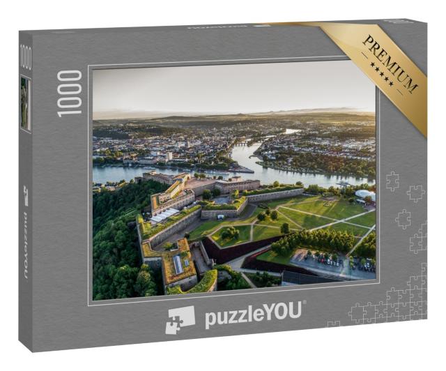 Puzzle 1000 Teile „Luftaufnahme der Festung Ehrenbreitstein und der Stadt Koblenz am Rhein“
