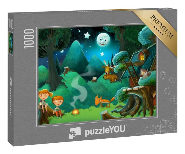Puzzle 1000 Teile „Kinder und Tiere im Wald“