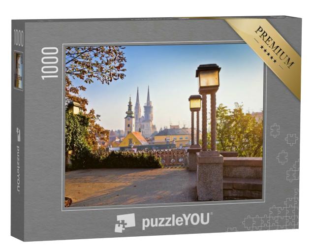 Puzzle 1000 Teile „Türme von Zagreb bei Sonnenaufgang, Kroatien“
