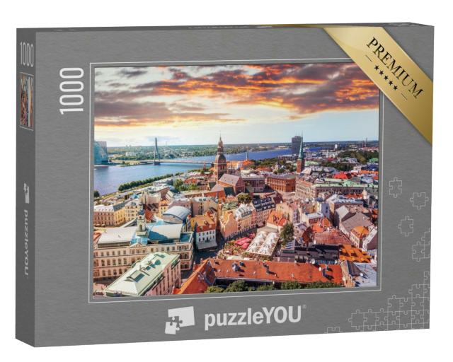 Puzzle 1000 Teile „Die Altstadt von Riga aus der Vogelperspektive“