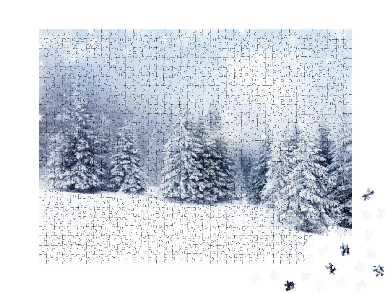 Puzzle 1000 Teile „Verschneite Tannenbäume zur Weihnachtszeit“