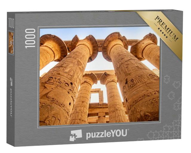 Puzzle 1000 Teile „Säulen, Architektur und Hieroglyphen im Karnak Tempel nahe Luxor, Ägypten“