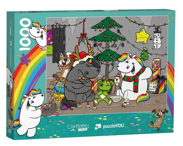 Puzzle 1000 Teile „Pummeleinhorn: Pummel & Friends - Grummel-Weihnachten“