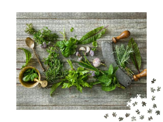 Puzzle 1000 Teile „Frische Küchenkräuter und Gewürze“