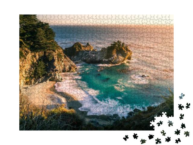 Puzzle 1000 Teile „Sonnenuntergang, Big Sur an der California State Route 1“