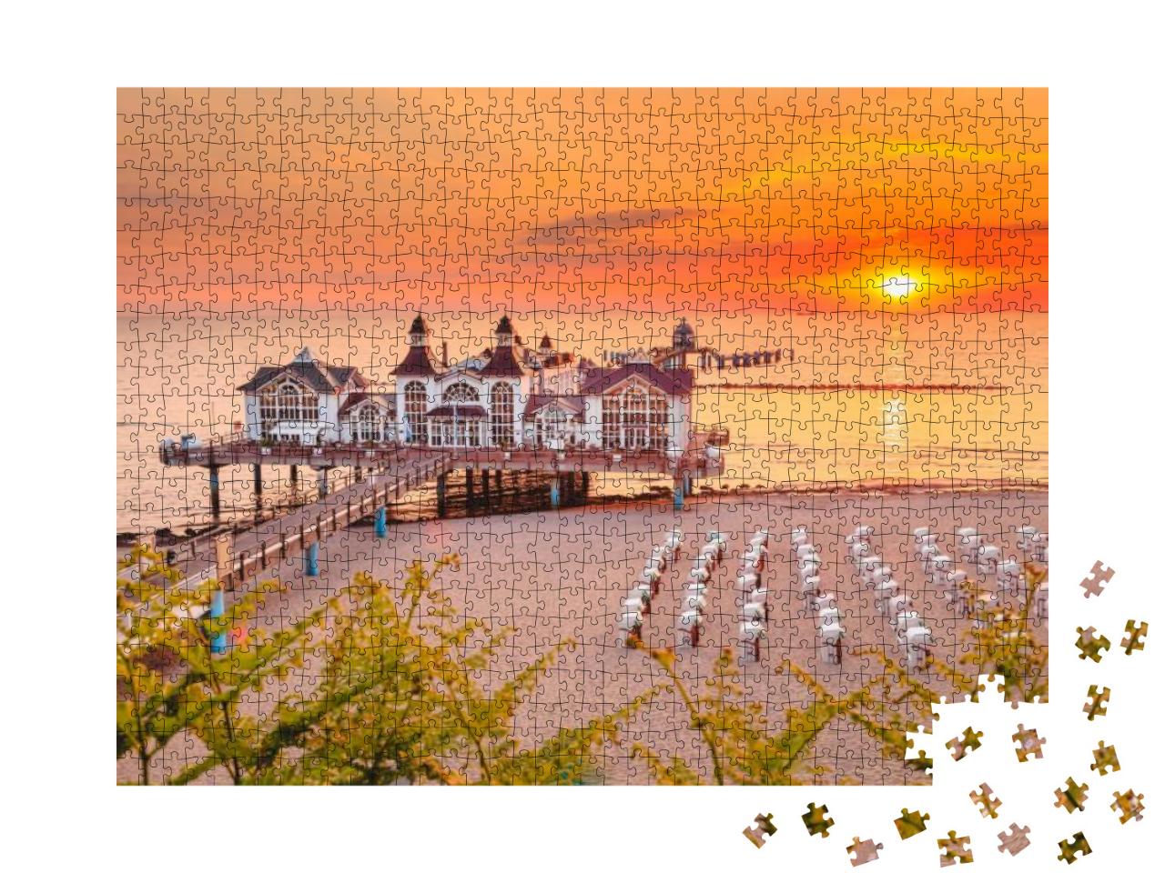 Puzzle 1000 Teile „Goldener Morgen an der Selliner Seebrücke, Ostseebad Sellin, Deutschland“