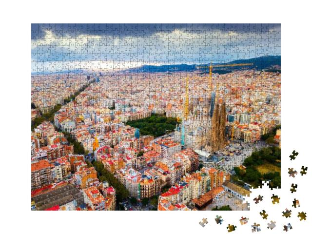 Puzzle 1000 Teile „Luftaufnahme des Stadtbildes von Barcelona“