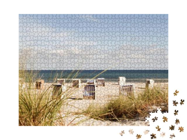 Puzzle 1000 Teile „Strandkörbe an der Ostsee mit Dünengras“