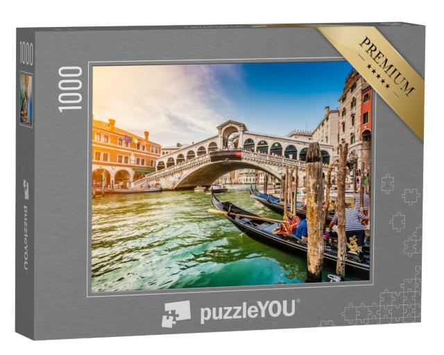 Puzzle 1000 Teile „Sonnenuntergang über der Rialto-Brücke  in Venedig, Italien“