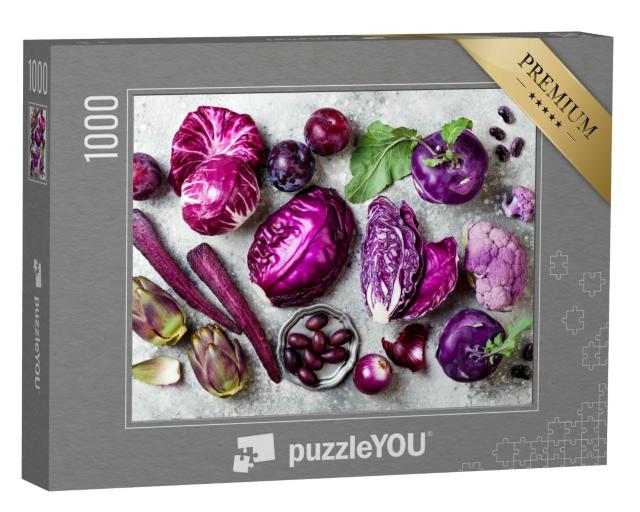 Puzzle 1000 Teile „Lila Gemüse über grauem Beton“