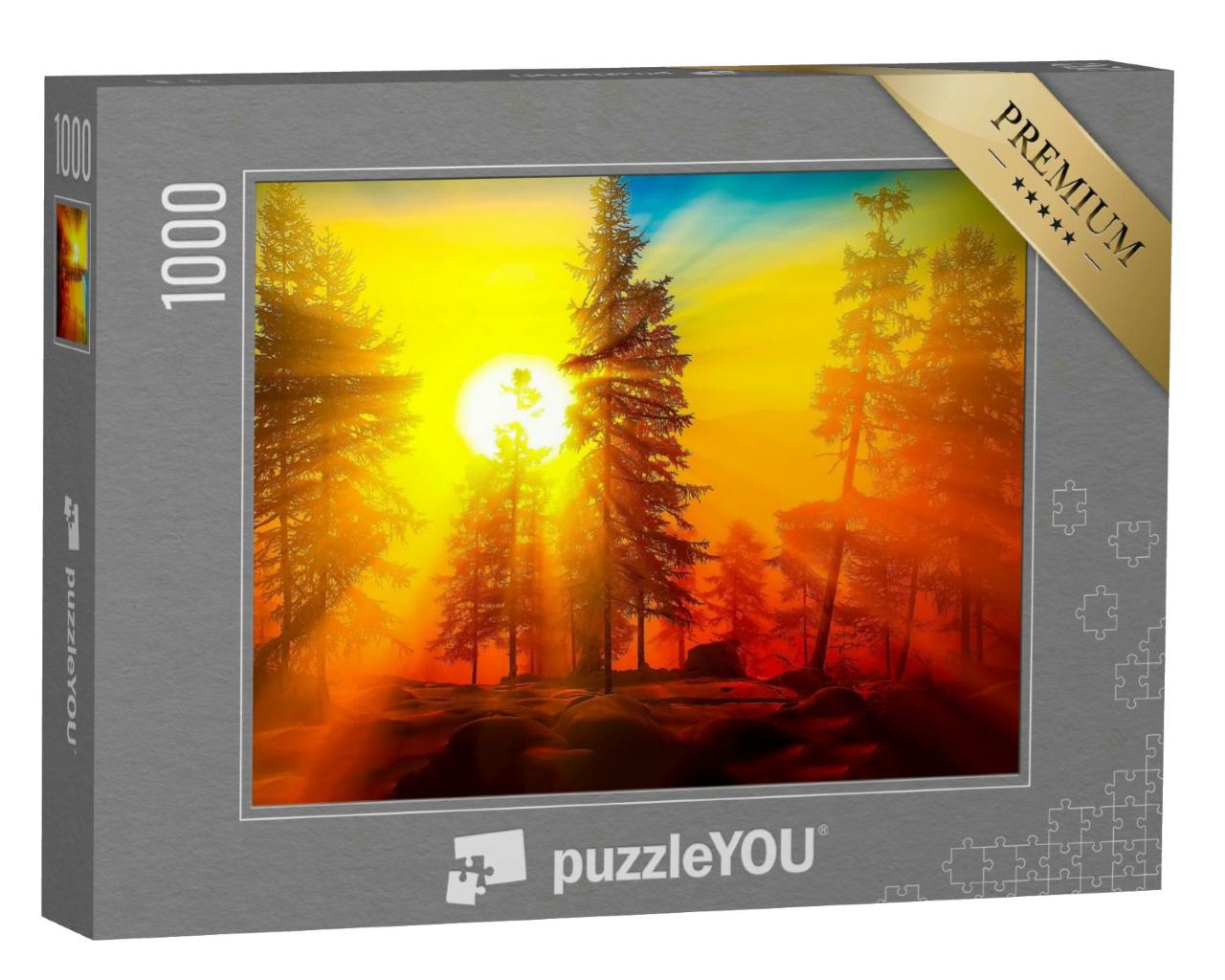Puzzle 1000 Teile „Sonnenaufgang im Wald“