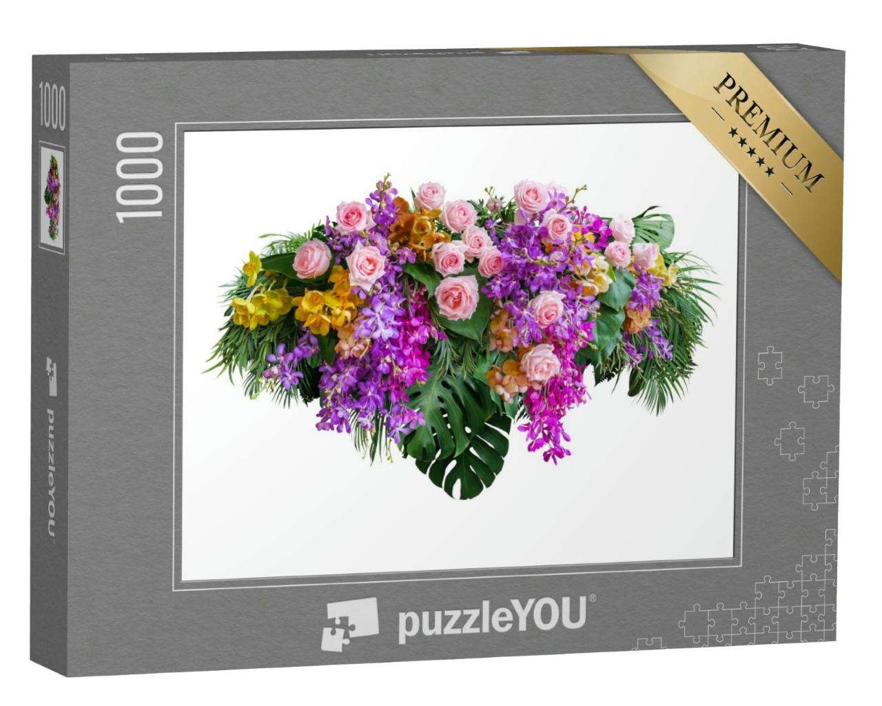 Puzzle 1000 Teile „Rosa Rose und Orchidee“