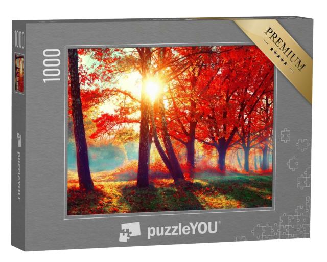 Puzzle 1000 Teile „Rotes Laub im goldenen Licht der Herbstsonne“