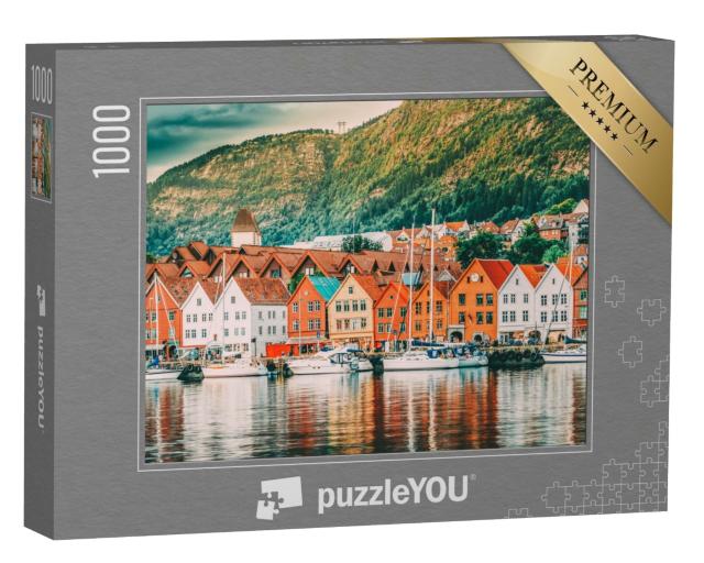 Puzzle 1000 Teile „Die historischen Häuser in Bergen, Norwegen, UNESCO-Weltkulturerbe“