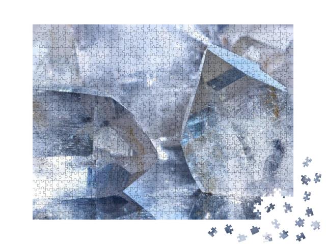 Puzzle 1000 Teile „Quarzsteinkristalle auf poliertem Untergrund“
