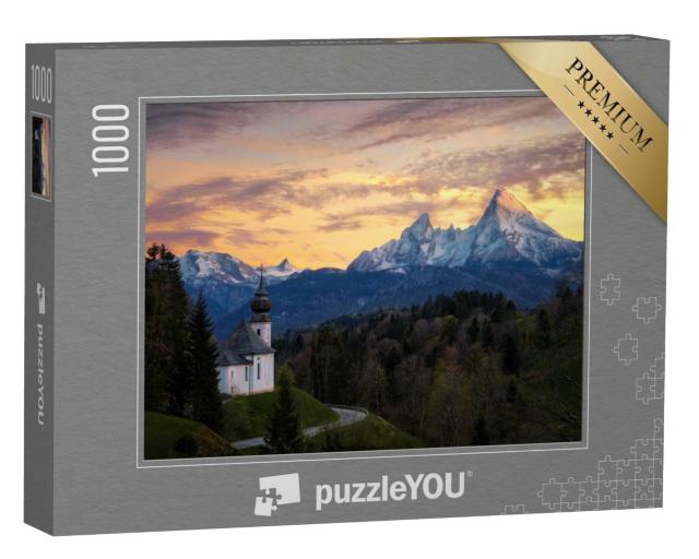 Puzzle 1000 Teile „Maria-Gern-Kapelle oberhalb von Berchtesgaden mit Watzmann“