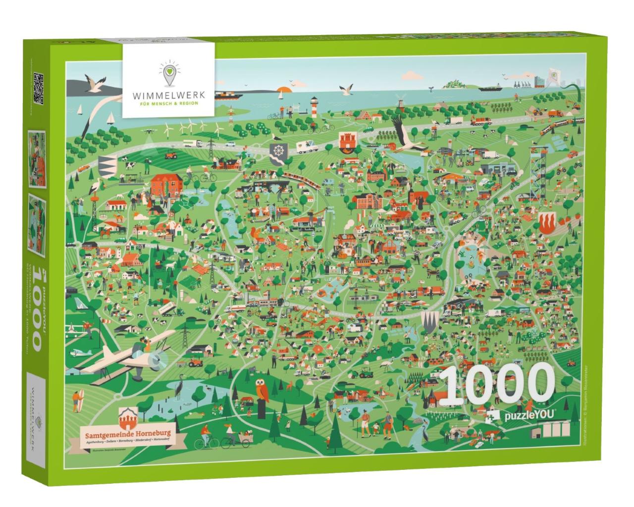 Puzzle 1000 Teile „Wimmelbild Horneburg“