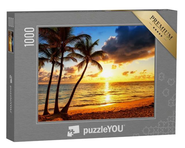 Puzzle 1000 Teile „Kokosnusspalmen im goldenen Sonnenuntergang“
