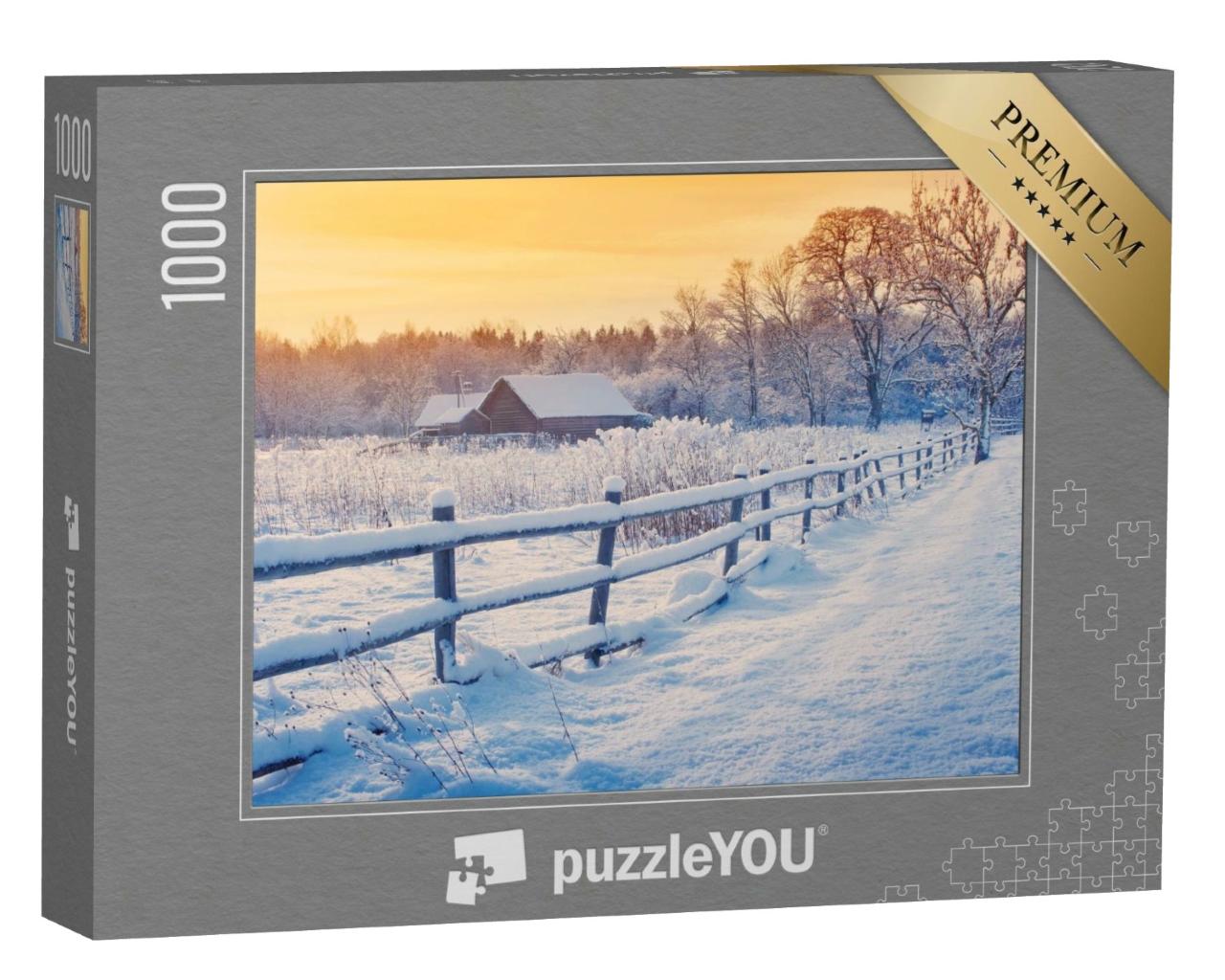 Puzzle 1000 Teile „Winterlandschaft im frostigen Sonnenaufgang“