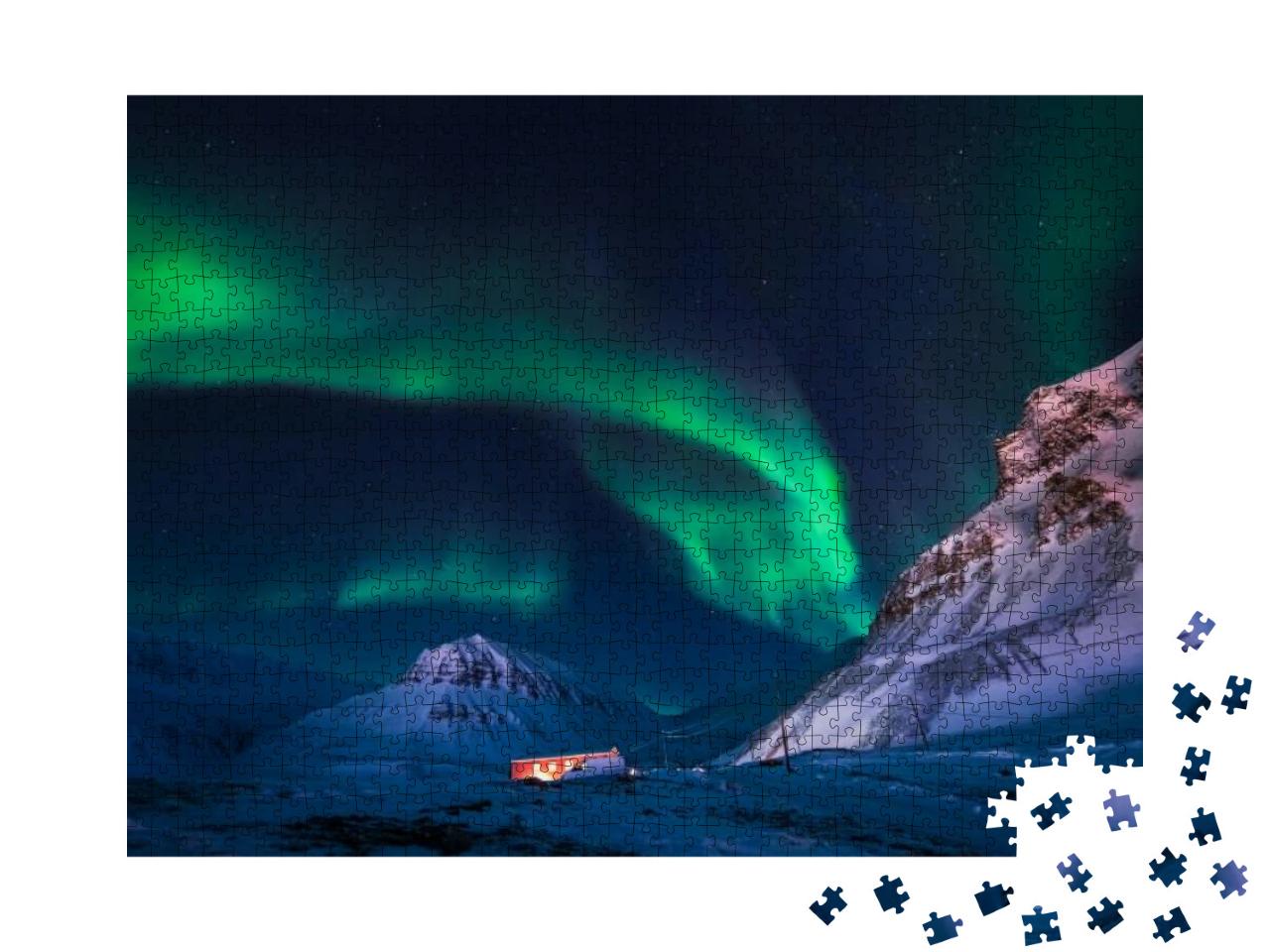 Puzzle 1000 Teile „Das polare Nordlicht über Spitzbergen, Norwegen“